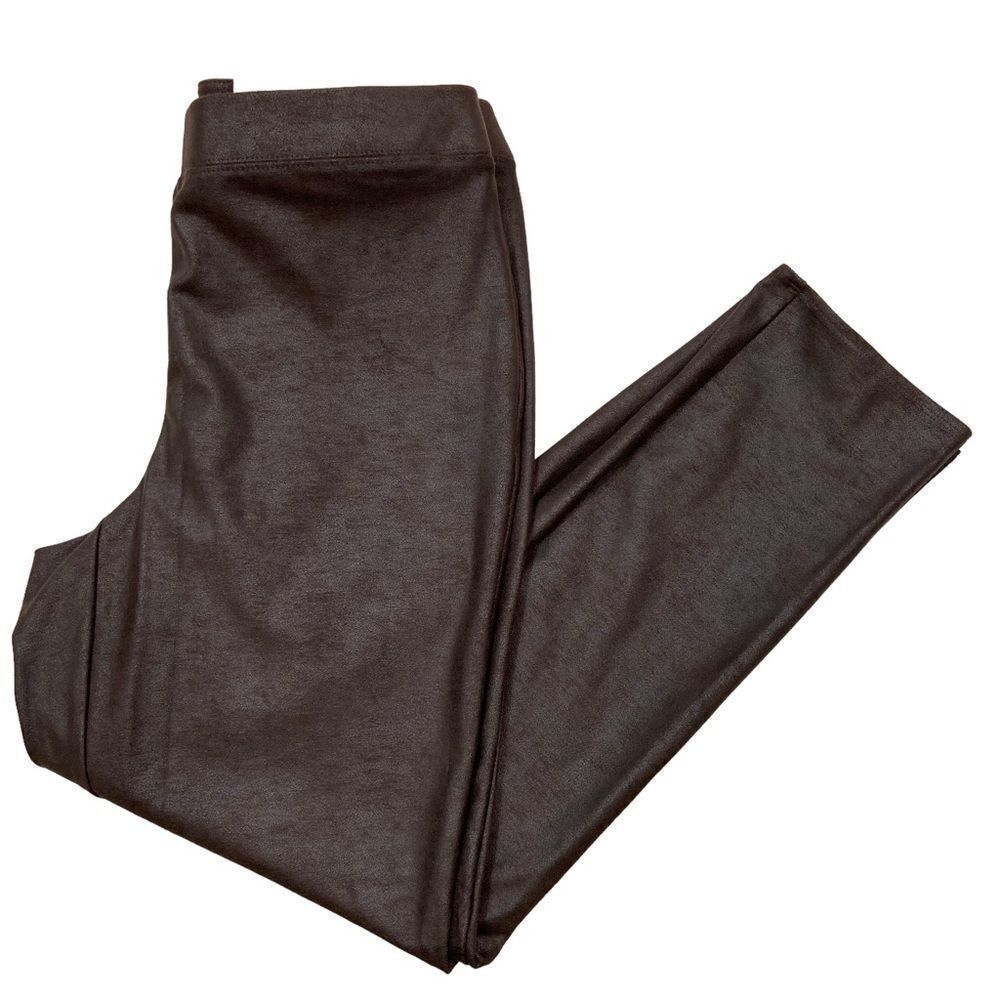 New with Tags Chico’s Faux Knit Suede Leggings Double Espresso Color Size 6 - Picture 3 of 12